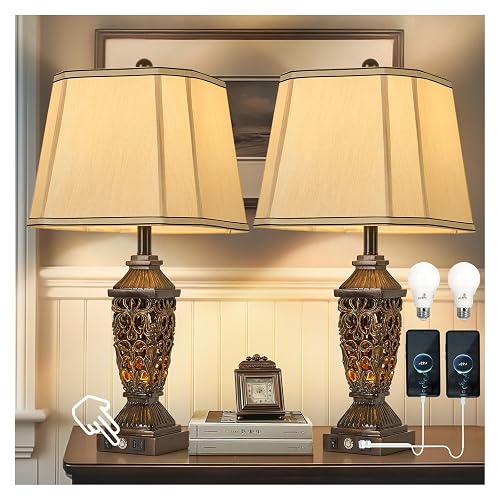 AIDENOEY 27.5“ Farmhouses Table Lamp with USB & USB-C Charging