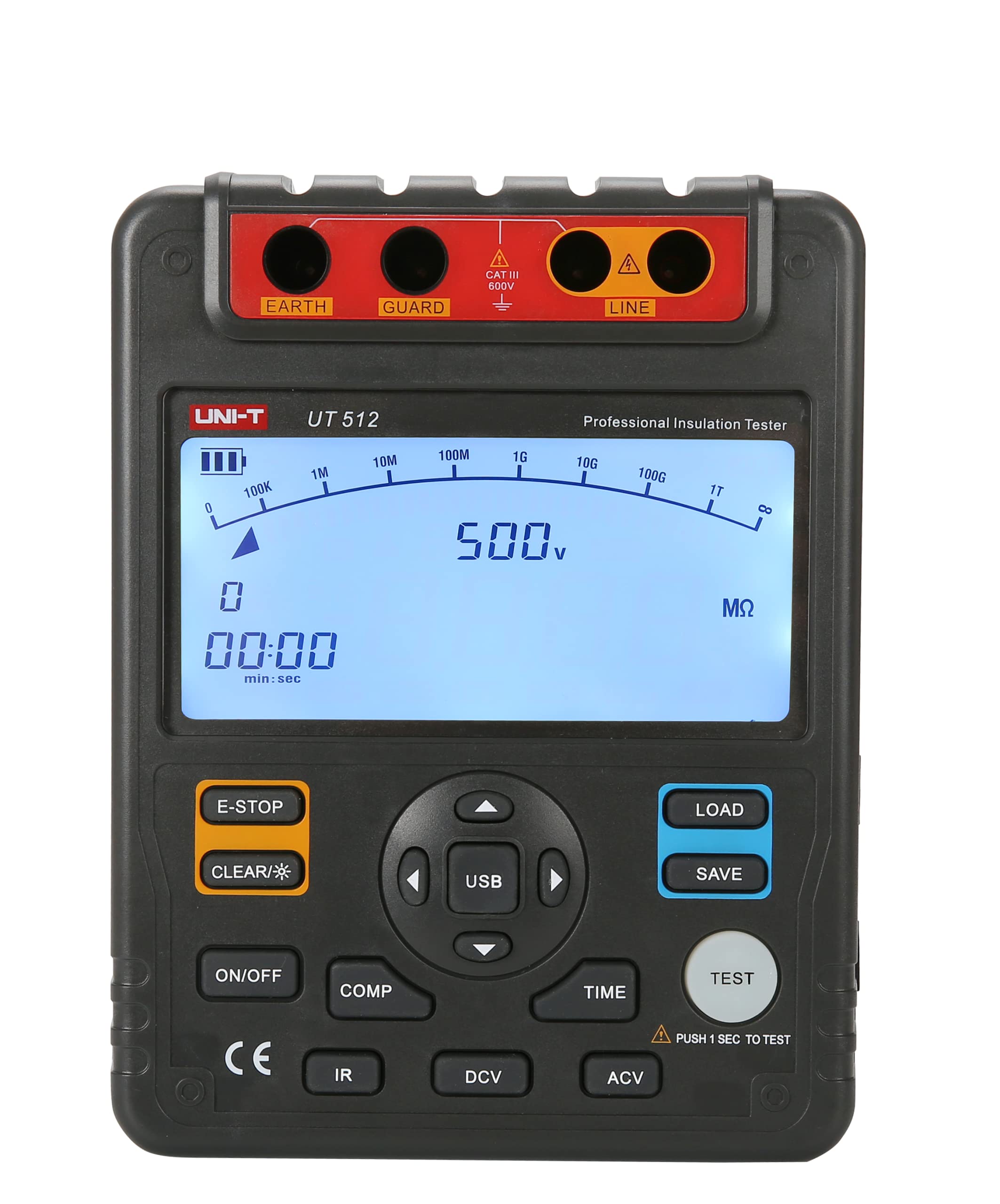 UNI-T UT512 Tester Isolamento Elettrico 500V-2500V, Display 9999, Misura PI/DAR, Confronto Limiti, Con Retroilluminazione - 3