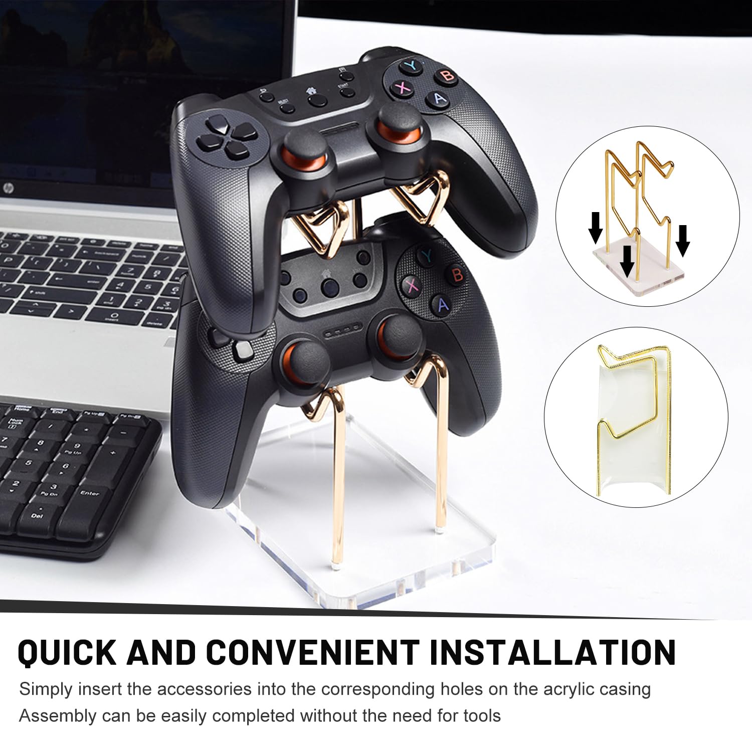 Soporte para Mando de 2 Niveles, Universal Soporte Mandos de Gamepad Metálico Soporte de Escritorio para Mando para Switch PS 5 PS 4 Gaming Accesorios, 1 Piezas