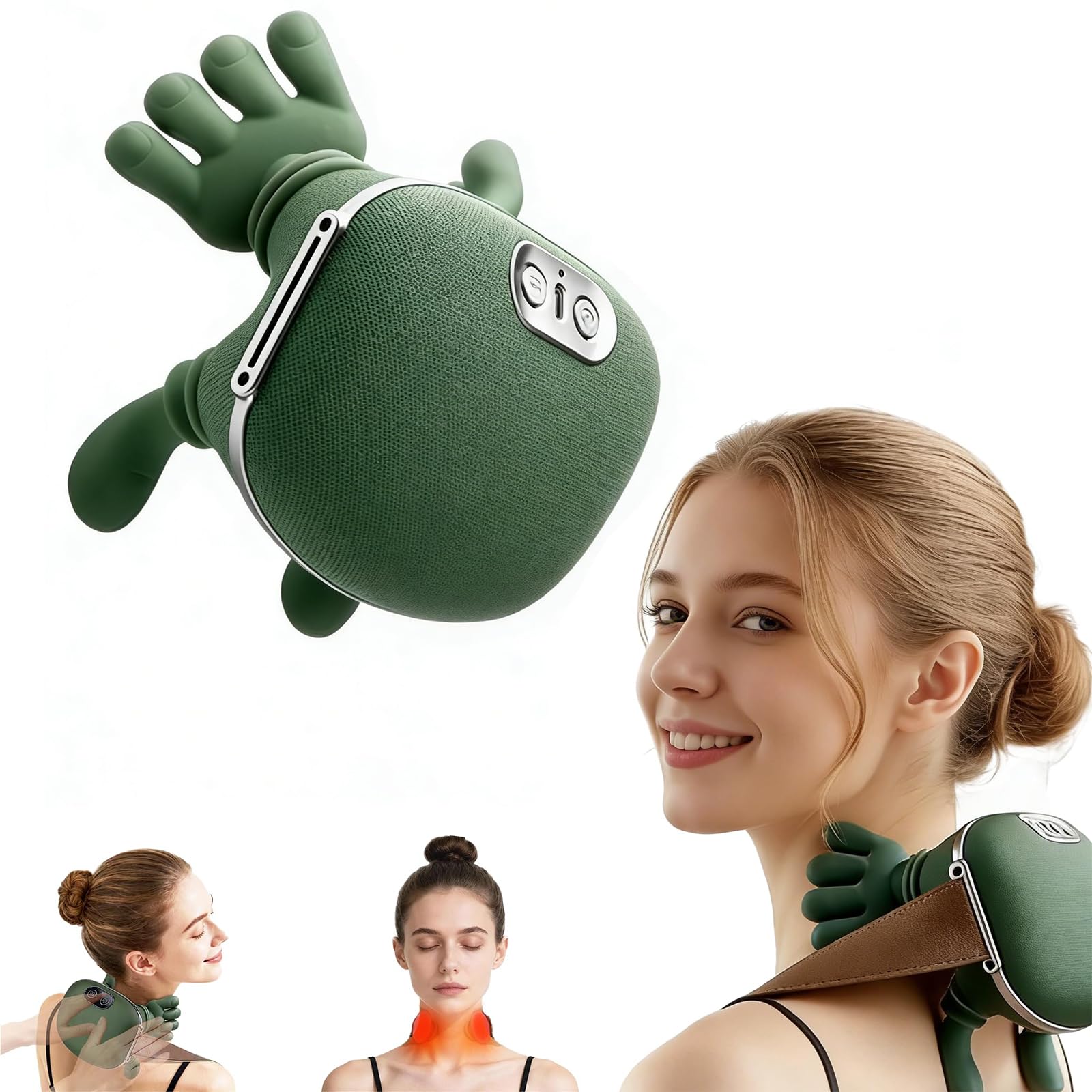 Massagegerät, 4D Nackenmassagegerät mit Wärme, USB Elektrische Schultermassagegerät 3 Modi & 2 Heizstufen, Tragbares Nacken und Schulter Shiatsu Massagegerät für Zuhause, Büro & Reise