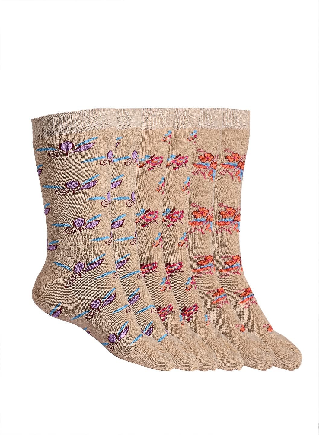 texlon Women Calf Length Towel Terry Thick FloralCotton Thumb Socks(Pack of 3 Pairs)-picture-15