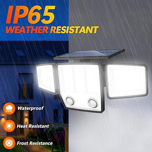Miniatura 7 de Luces solares para exteriores con sensor de movimiento, luces LED de movimiento para exteriores de 3000 lm con sensores duales, 3 modos de
