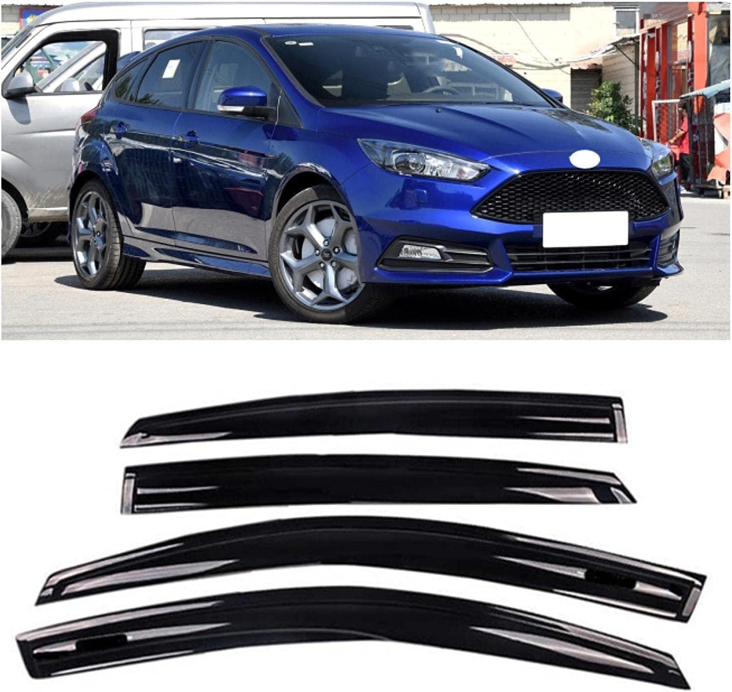 PANXUC Car Wind Deflectors for Ford Focus 2018, Side Window Wind Rain Deflector Window Visor Sun Rain Guard Smoke Guards