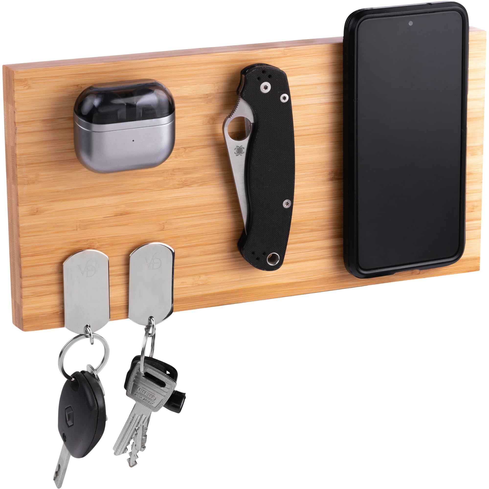 Organizador de bambú con imán interno para pared minimalista