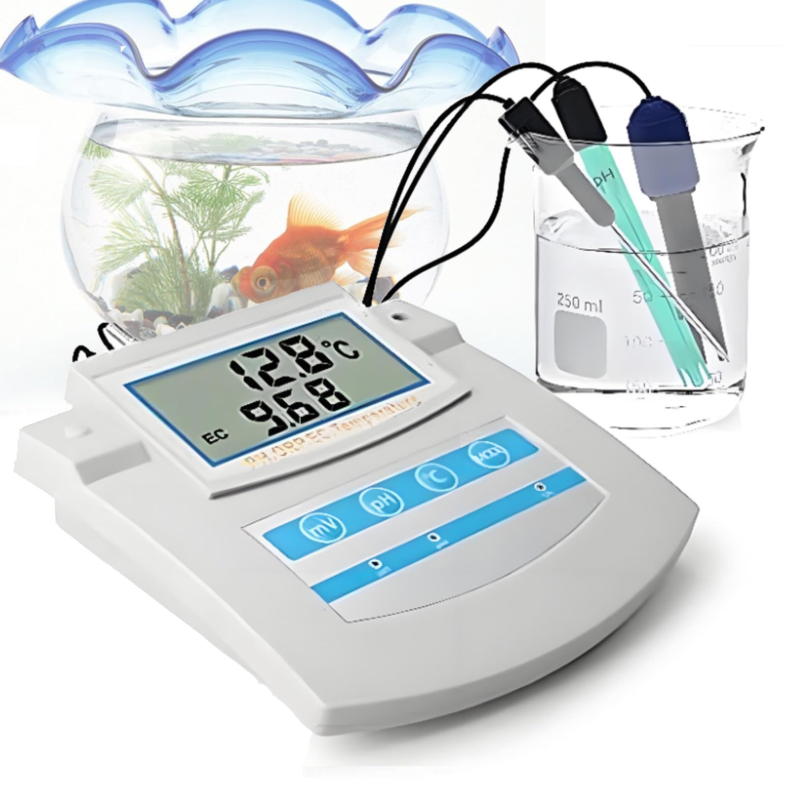 Misuratore di qualità dell'acqua da banco: pH, ORP, TDS, EC, CF, temp