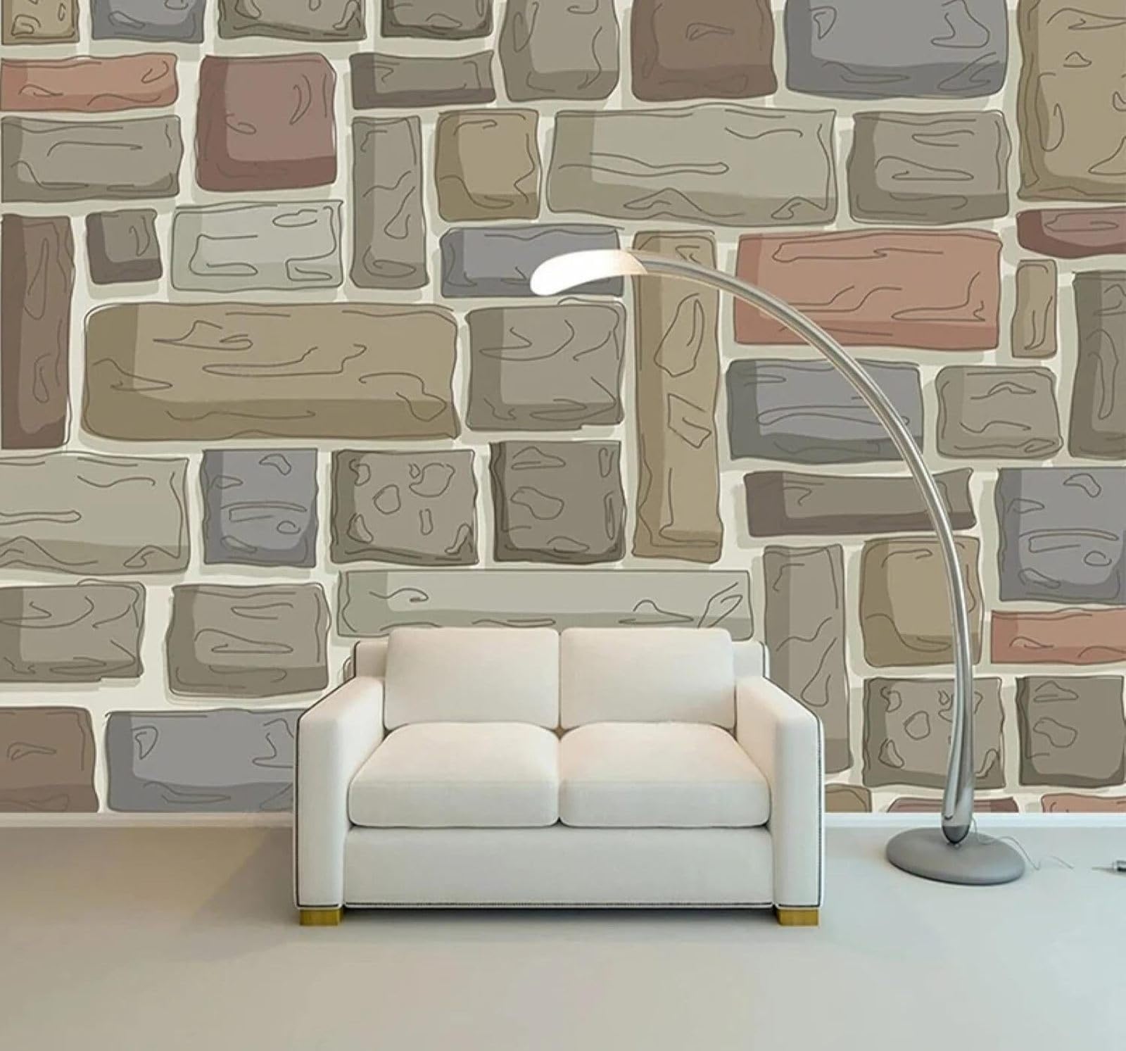 XLMING Papel Pintado 3D Retro Caricatura Relieve Pared De Ladrillo Textura