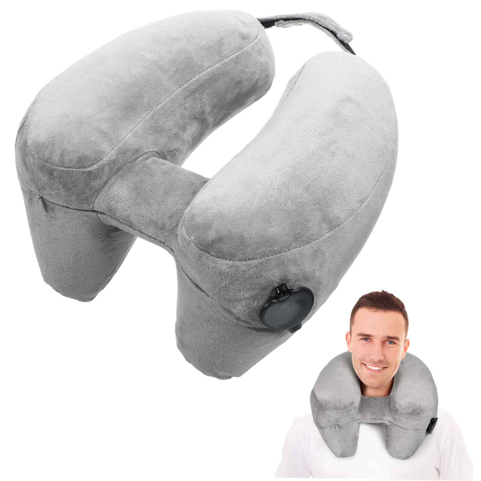 Oreiller polyvalent de U voyage en gonflable PVC avec capuche Ipetboom pour déplacements
