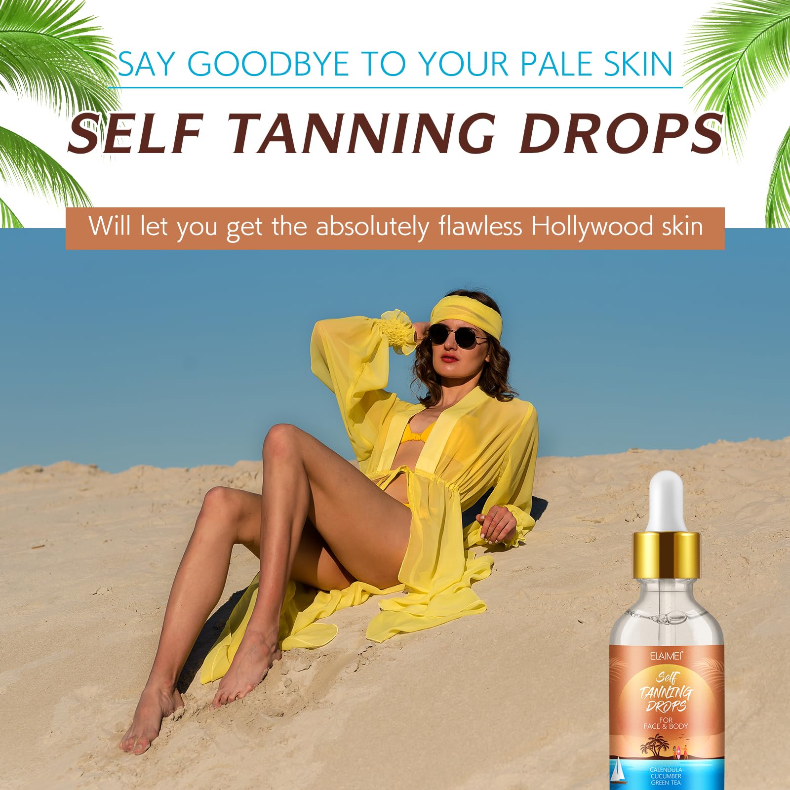 Gotas autobronceadoras: seguras y efectivas para la cara y el cuerpo|Gotas de bronceado 100% naturales con ingredientes orgánicos|Gotas bronceadoras para la cara con crema hidratante|Vegano y cruel