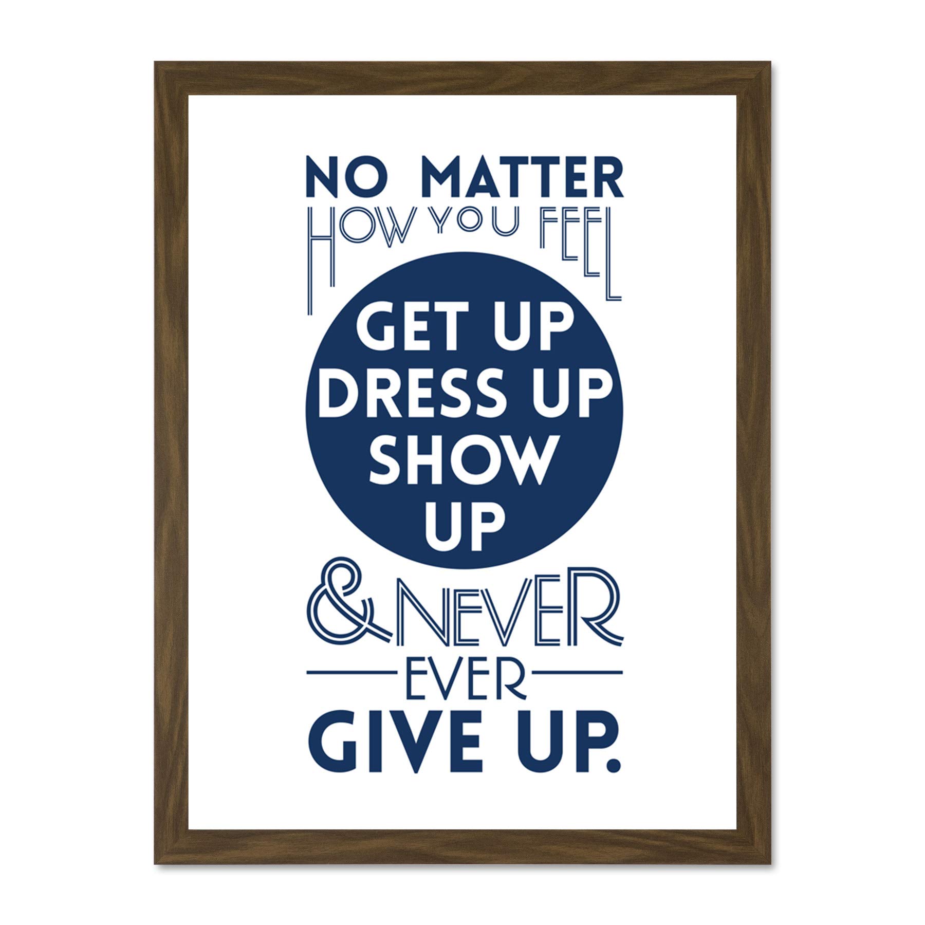 Motivational Get Up Never Give Up Large Framed Art Print Poster Wall Decor 18x24 inch