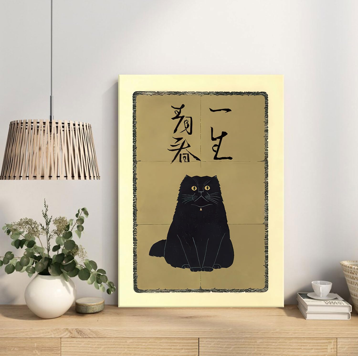 Amazon.com: QMV Japanese Vintage Black Cat Canvas Paintings - Cute