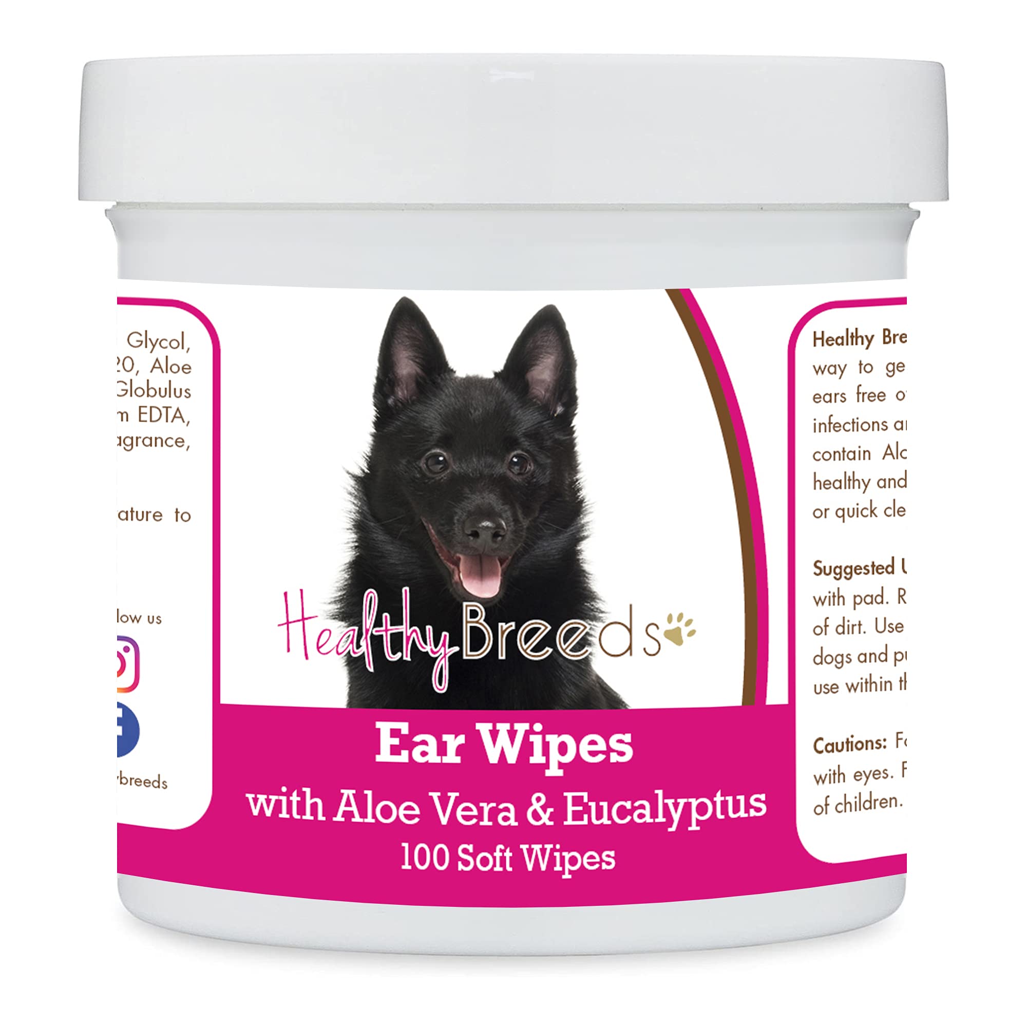 Healthy Breeds Schipperke Ear Cleaning Wipes with Aloe &amp; Eucalyptus for Dogs 100 Count