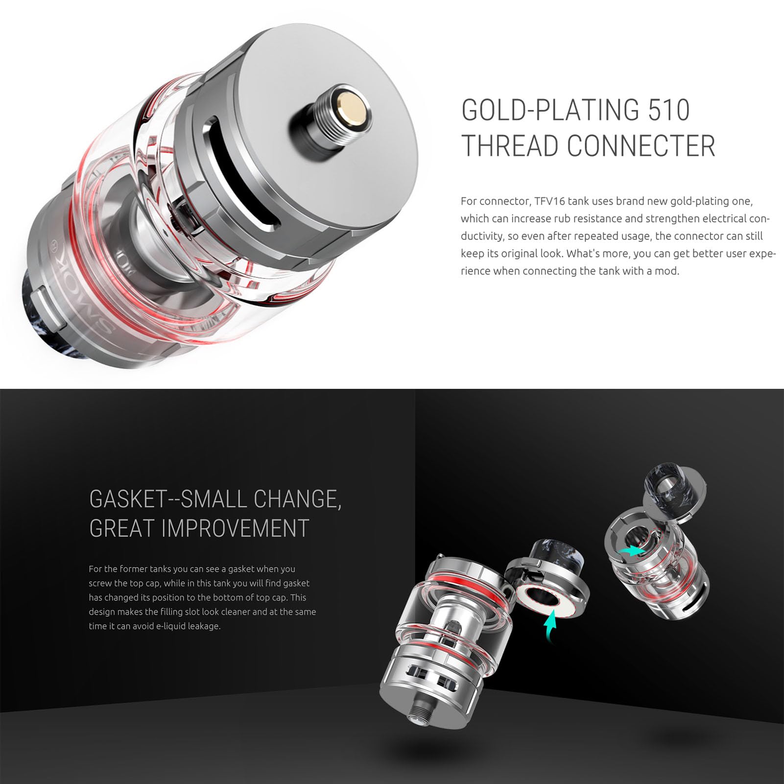 Smok Tfv16 Tank | SMOK TFV16 Sub-Ohm Tank Rservoir 9ml atomiseur de cigarette  lectronique 510 fil TFV18 Coils/TFV16 Coils Vaporizer Sans nicotine ni  tabac Sans nicotine : Amazon.fr: High-Tech