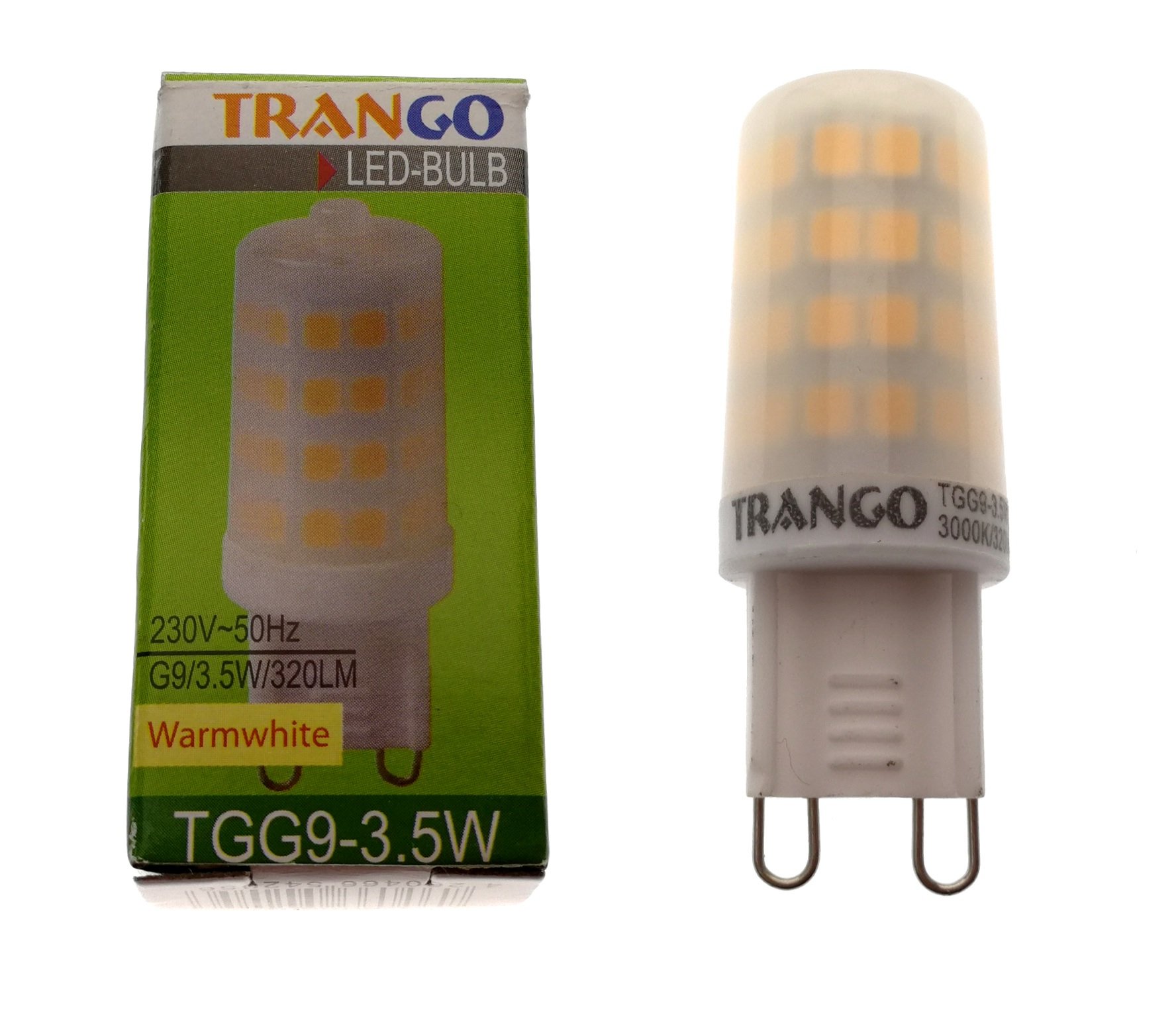 Trango Modern 2162-028B - Lámpara LED para espejo (2 bombillas LED G9, 2 interruptores de cristal satinado e interruptor de encendido/apagado)