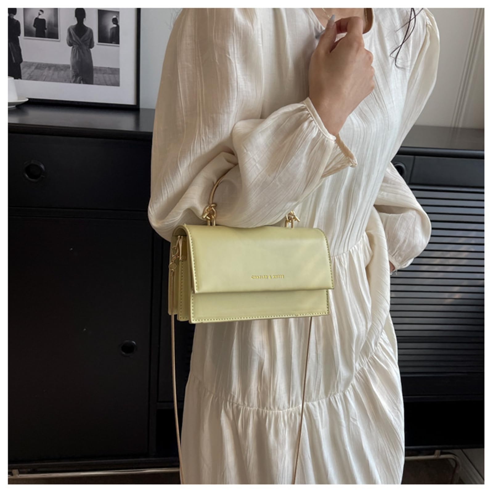 Borsa Elegante A Tracolla Versatile E Piccola Strutturata-Bianco