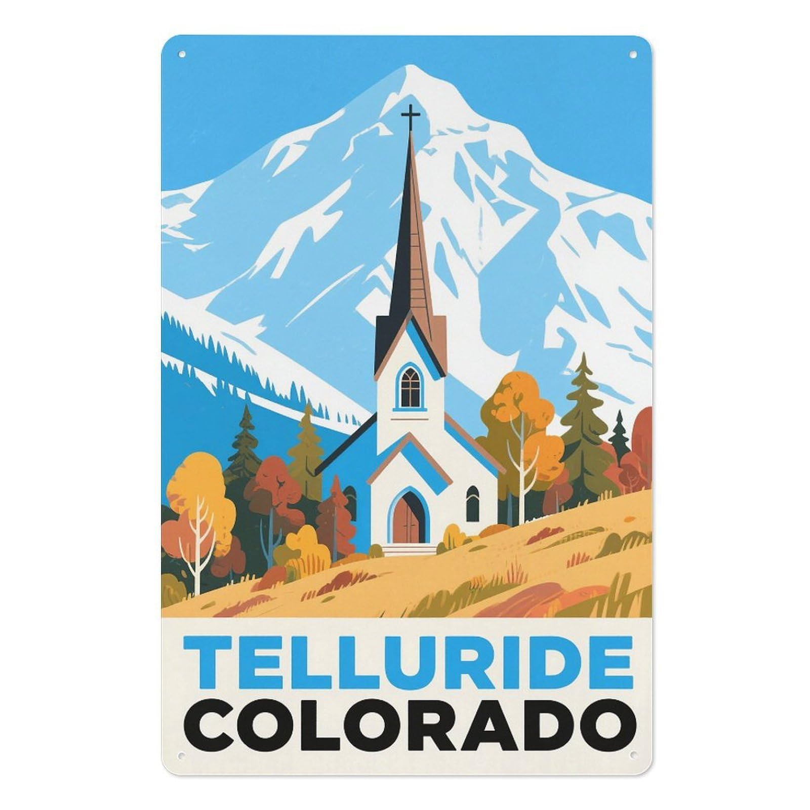 Telluride Colorado Retro Design Tin Paintings Vintage Tin Sign 08x12inch(20x30cm) Wall Art for Home Office Bedroom Living Room Cafes Wall Decor