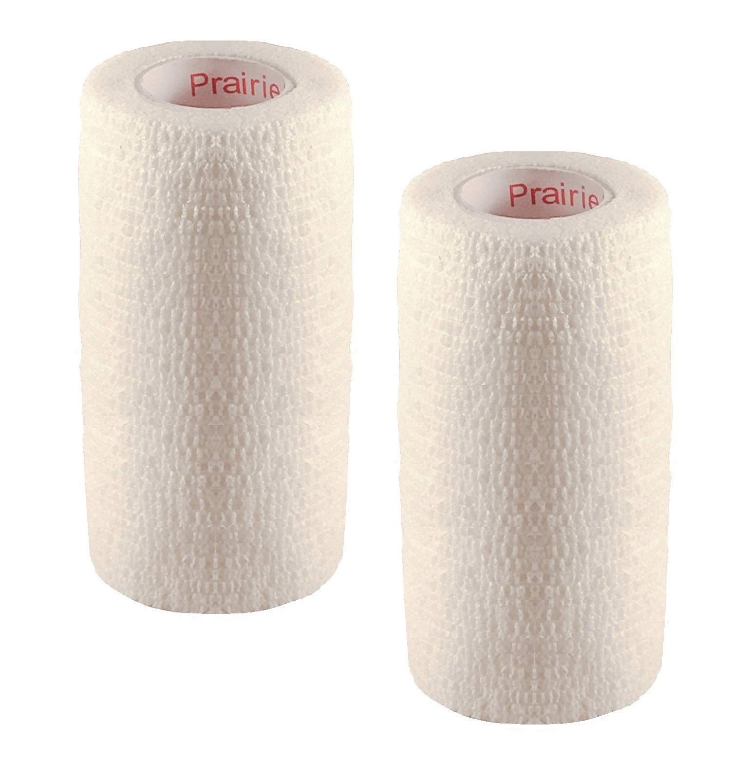 2 Pack Premium Vet Wrap - Self Adhesive Bandage Wrap &amp; Athletic Tape - 4" x 5 Yards Elastic &amp; Self-Sticking Cohesive Bandage for Pets, Sports, Wrists &amp; Ankles - White by Prairie Horse Supply