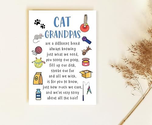 Miniatura 2 de Yanashop88 Tarjeta del día del padre del abuelo de gato - Tarjeta de gato abuelo - Tarjeta de juguetes para gatos - Tarjetas para amantes de los