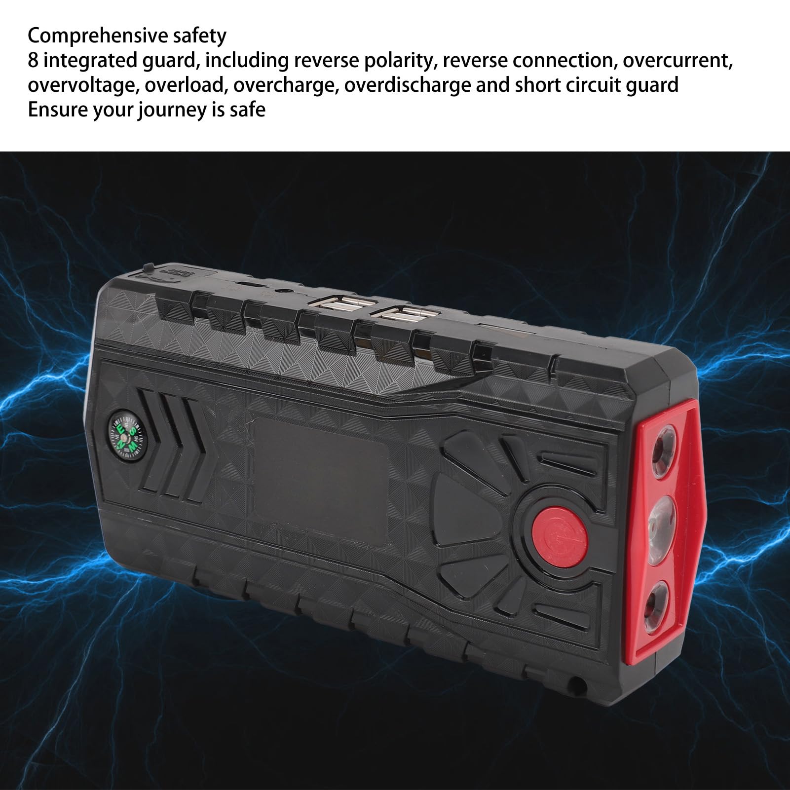 Arrancador de Batería para Automóvil, Batería de Arranque de 15000 MAh, 1000 A, con Linterna LED, Cargador de Pared y Puerto de Carga USB para Motor Derv de 7 L de Gasolina, 5,5