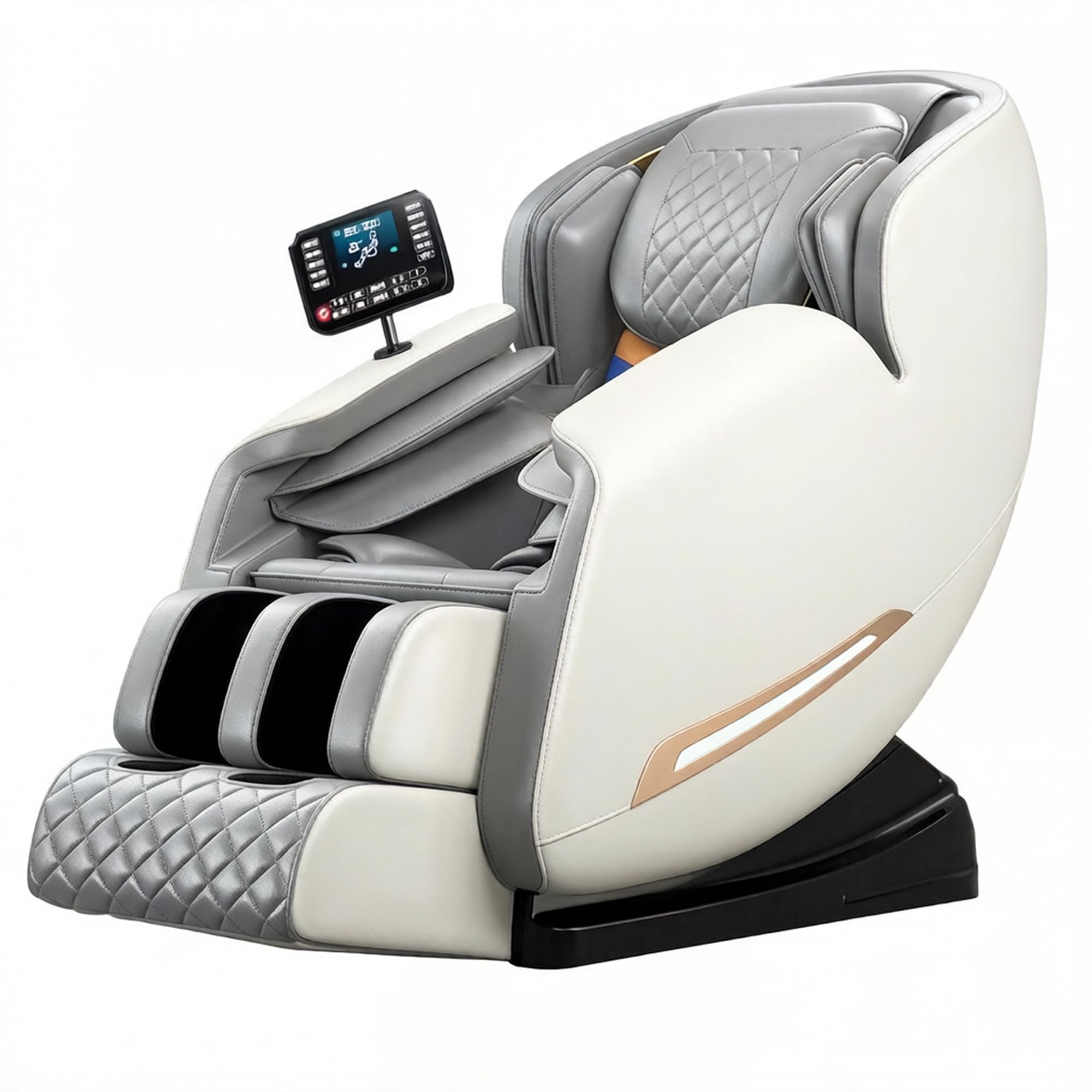 Sillón de Masaje Lujo Gravedad Cero, Riel SL 4.0 Inteligente, Masaje de Cuerpo Completo con Estiramiento Tailandés, Pantalla Táctil LCD, Calor, Bluetooth, Airbags, Sin Montaje(Bianco)