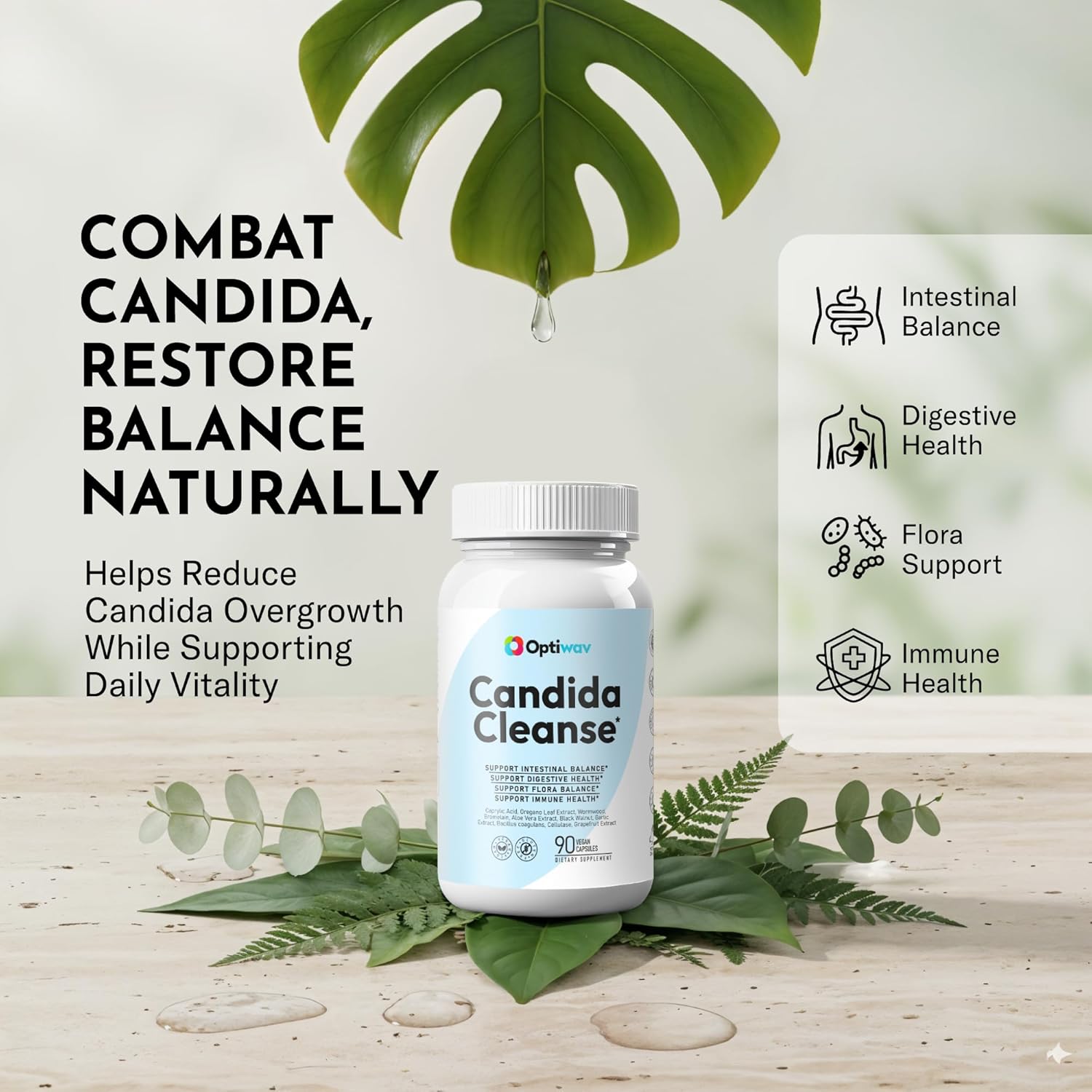 Candida Cleanse Detox Supplement - Natural Yeast Overgrowth Candi Balance Oral Support for Women Men - Caprylic Acid Probiotics Oregano Complex Capsules for Intestinal Flora Immune Gut Health - Image 2