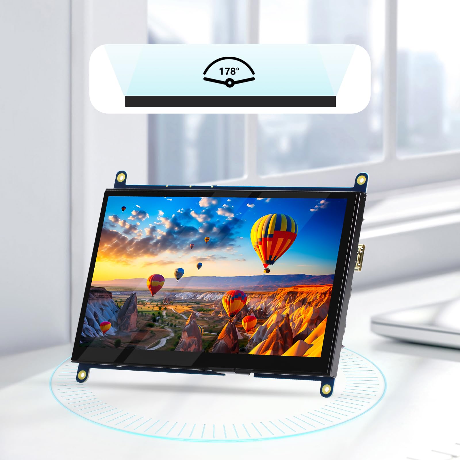 7 Zoll Mini Monitor HDMI, Tragbarer IPS-Monitor, 1024×600 LCD-Bildschirm, 178° Betrachtungswinkel, Kleines Display für Raspberry Pi, Laptop/PC/TV/DVD/CVBS (Ohne Touchscreen)