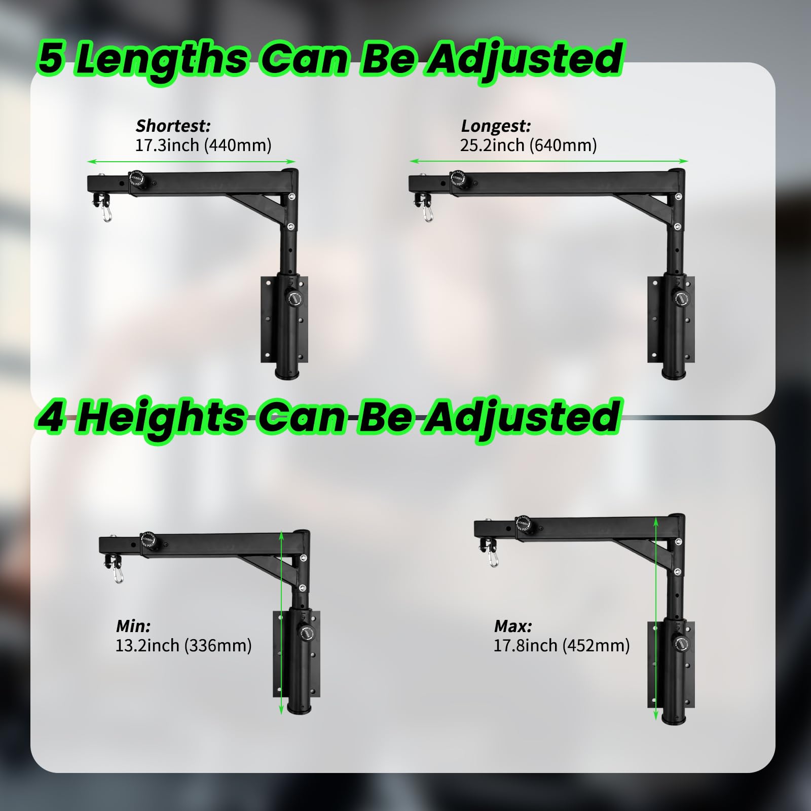 Soporte de Pared para Saco de Boxeo Ajustable con Rotación Silenciosa 360°, hasta 250 kg