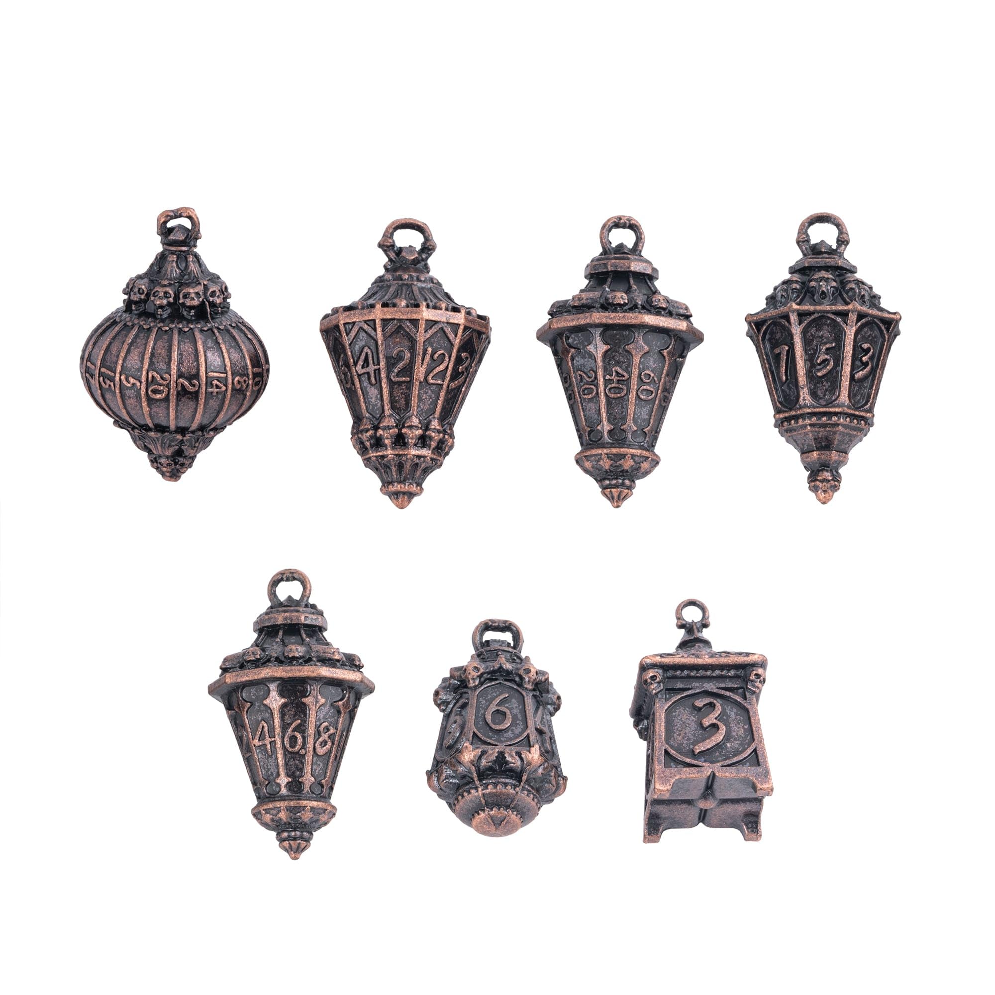 Cusdie 7-Piece Lantern Metal DND Dice Set, D&D Metal Dice, Polyhedral Dice Set, for Dungeons and Dragons Role Playing Game