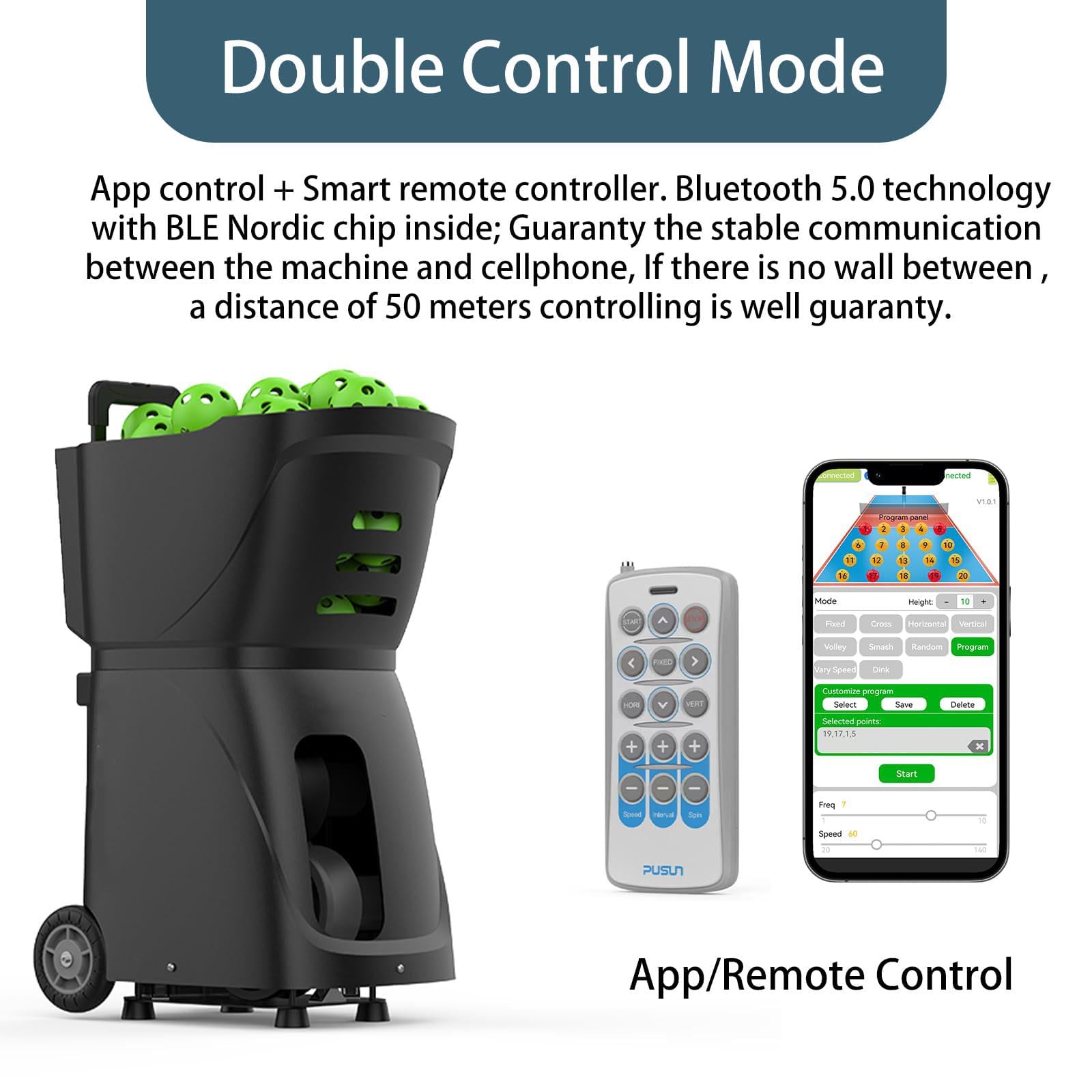Automatischer Tennis- & Pickleball-Launcher, App & Ferngesteuerte Ballmaschine für Indoor-Outdoor-Training