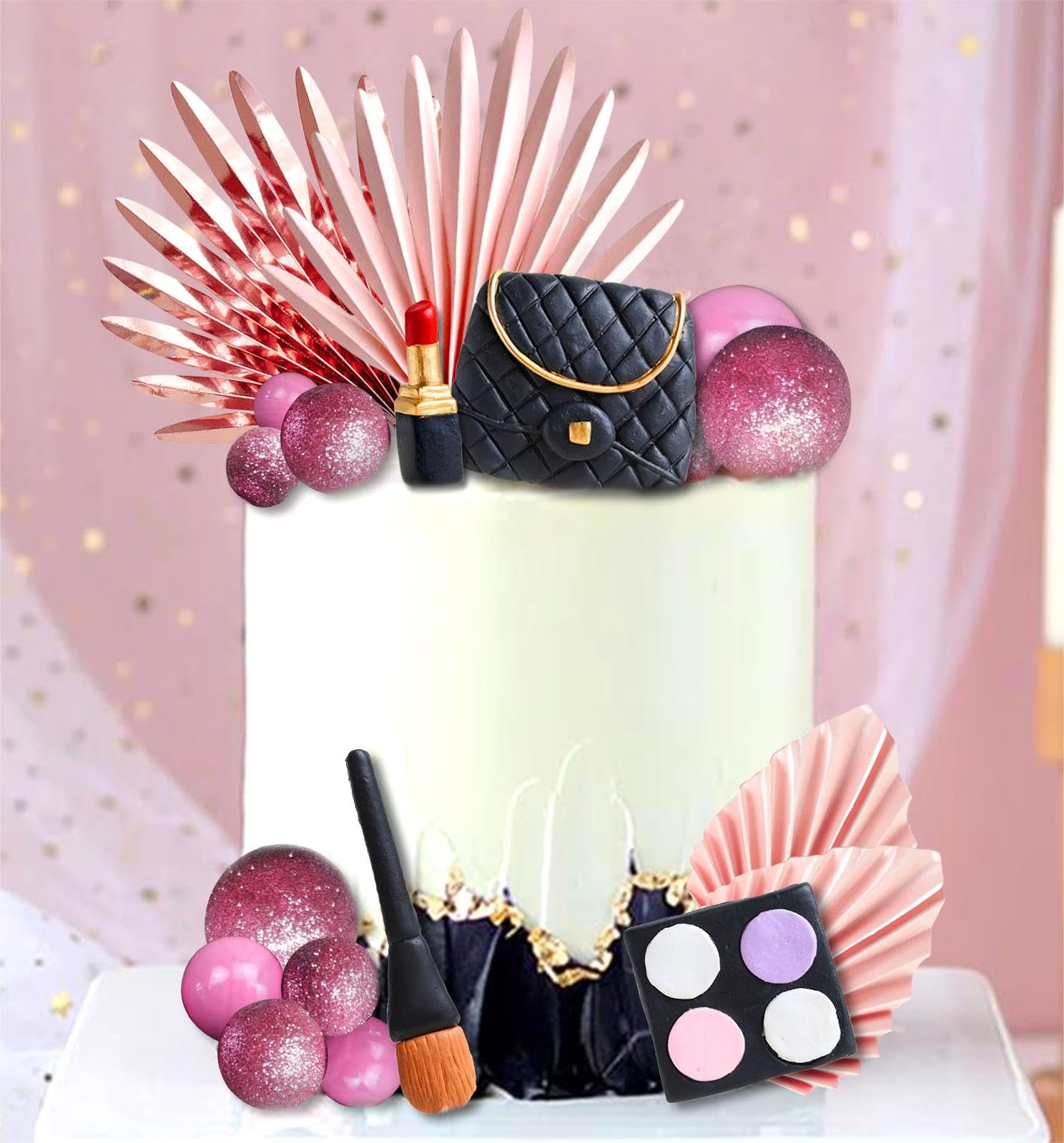 24 Stuzzicadenti Decorativi Per Torte Tema Spa E Massaggio – Design Con Trucco, In Carta Glitterata, Bordi Arrotondati, Perfetti Per Compleanni, Pigiama Party E Regali