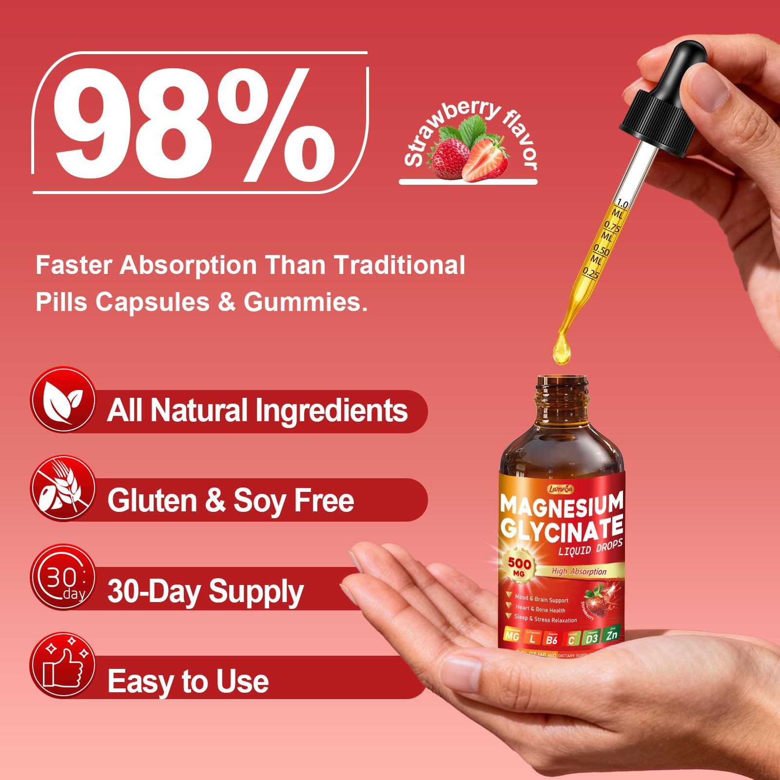 Magnesium Glycinate Liquid Drops 500mg – High Absorption with Vitamin B — Amazon image 4