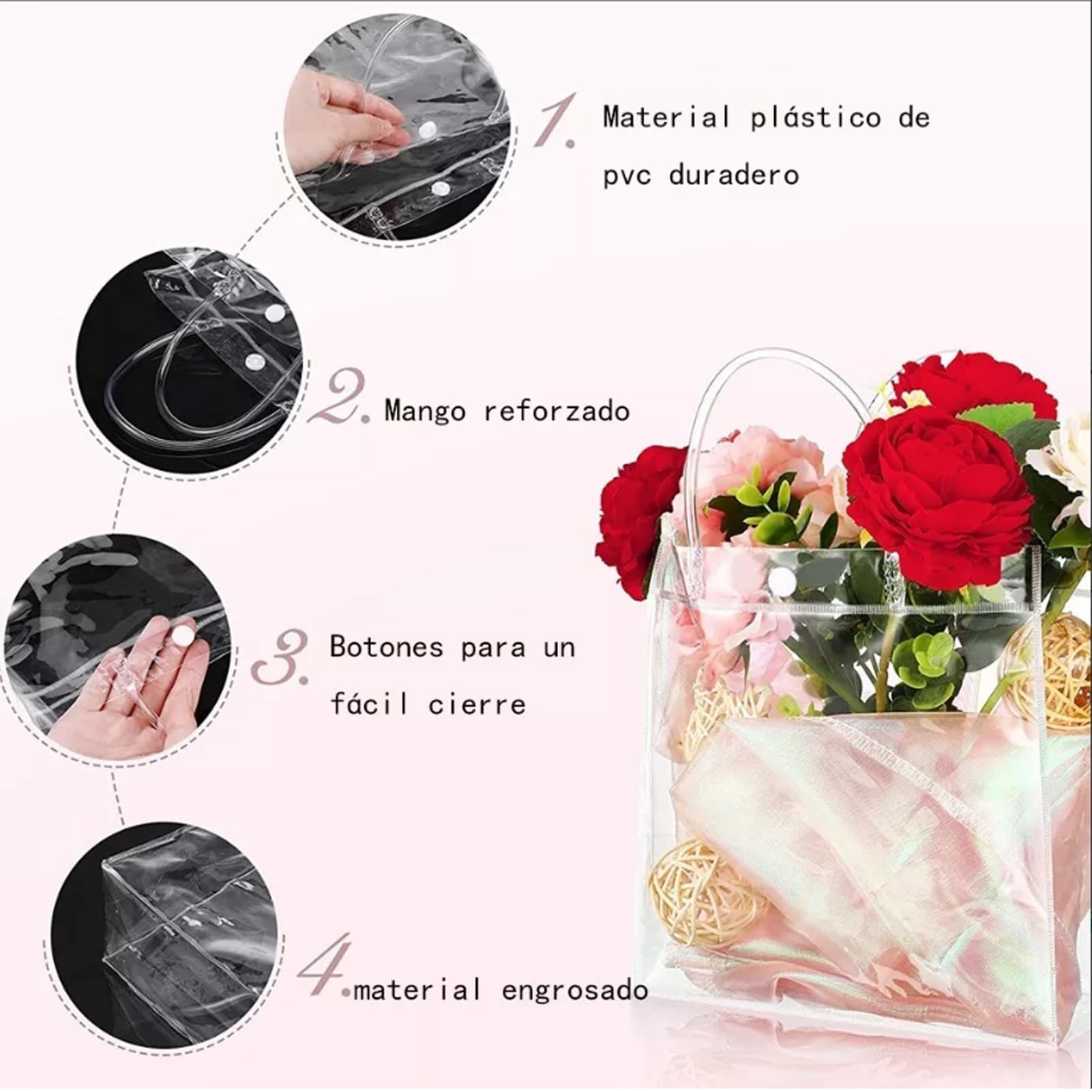 30 Pezzi Sacchetti Regalo Trasparenti con Maniglie, 20x20x8cm Sacchetti Regalo Riutilizzabili in Plastica Trasparente, Sacchetti in PVC per Acquisti di Matrimoni, Forniture per Feste di Compleanno