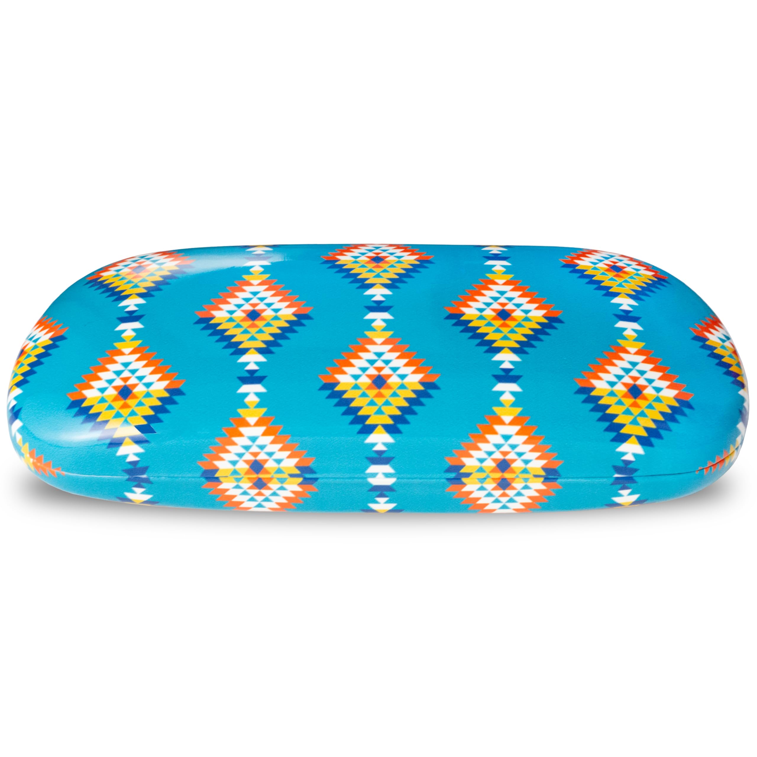 Lago Terra Unisex Teal/Yellow (Medium) Aztec Print Hard Shell Glasses Case