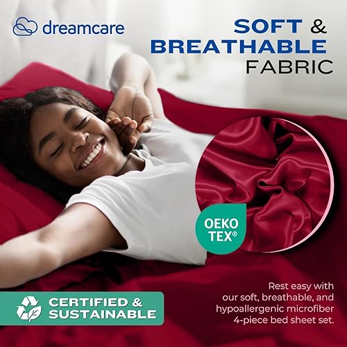 Miniatura 6 de DREAMCARE - Juego de sábanas y fundas de almohada, 4 piezas, hasta 15 pulgadas, colección 2500 Supreme, suavidad superior, de hotel, resisten las