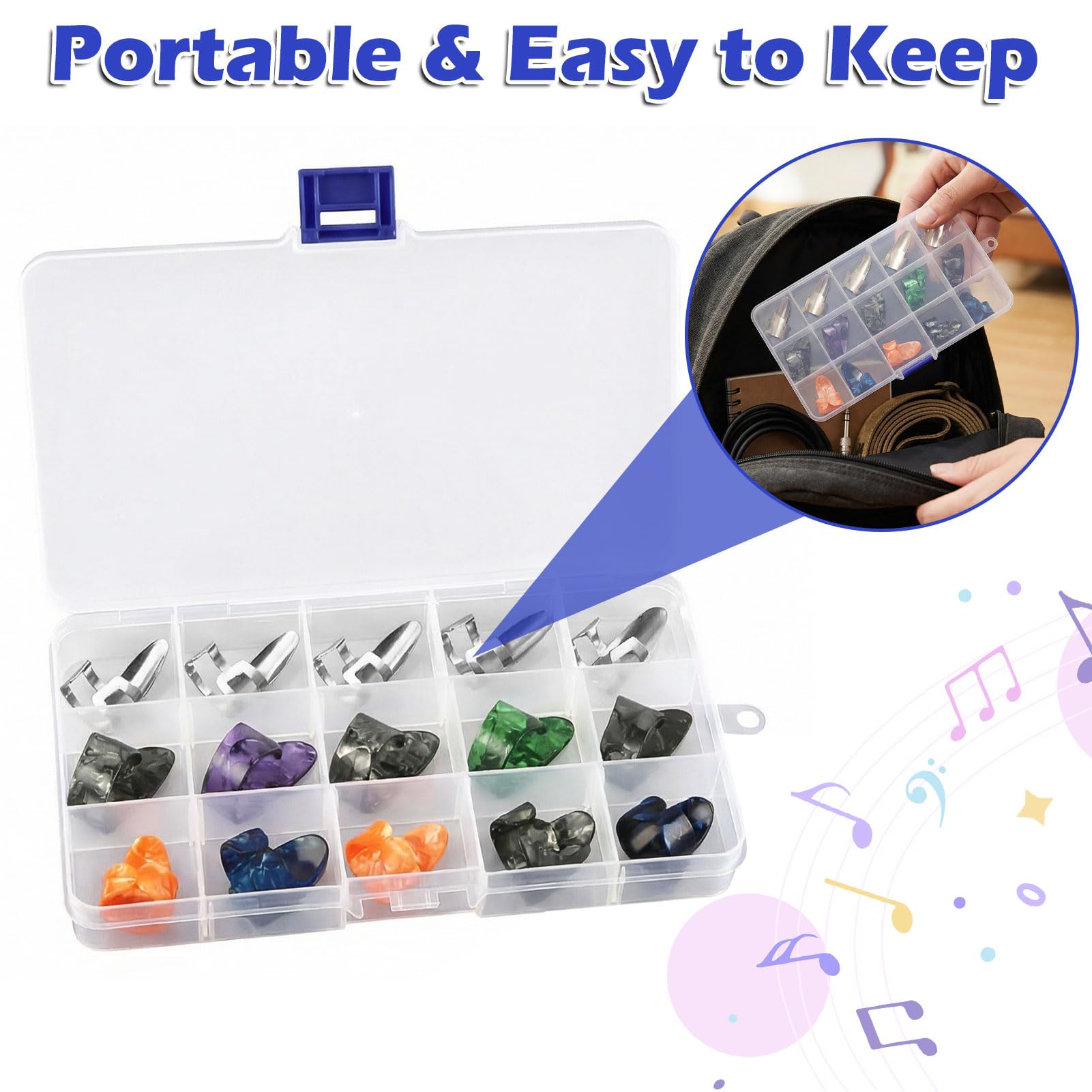 Amazon.com: GOGHOST 15pcs Finger Pick Metal Thumb Pick Set Guitar