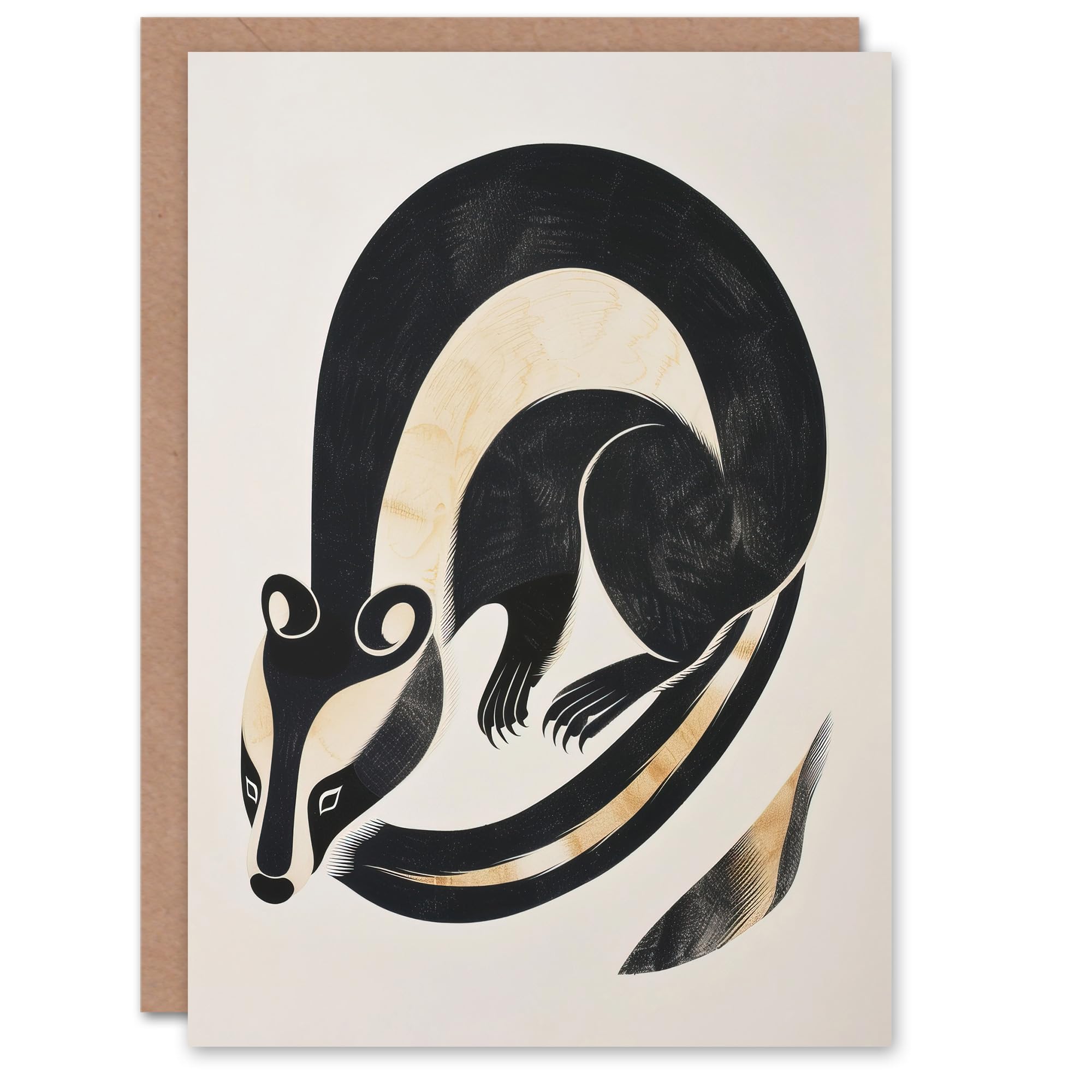 Artery8 Badger Inuit Art Style Animal Painting Greeting Birthday Card Him Her All Blank