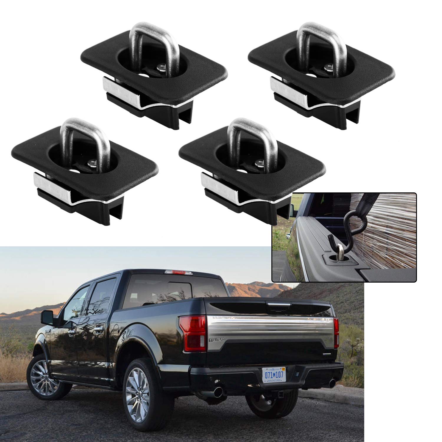 Buy Eleven s Retractable Truck Tie Down Anchors for Offset Rail Cap, 2 Pair Bed Top Side D Ring