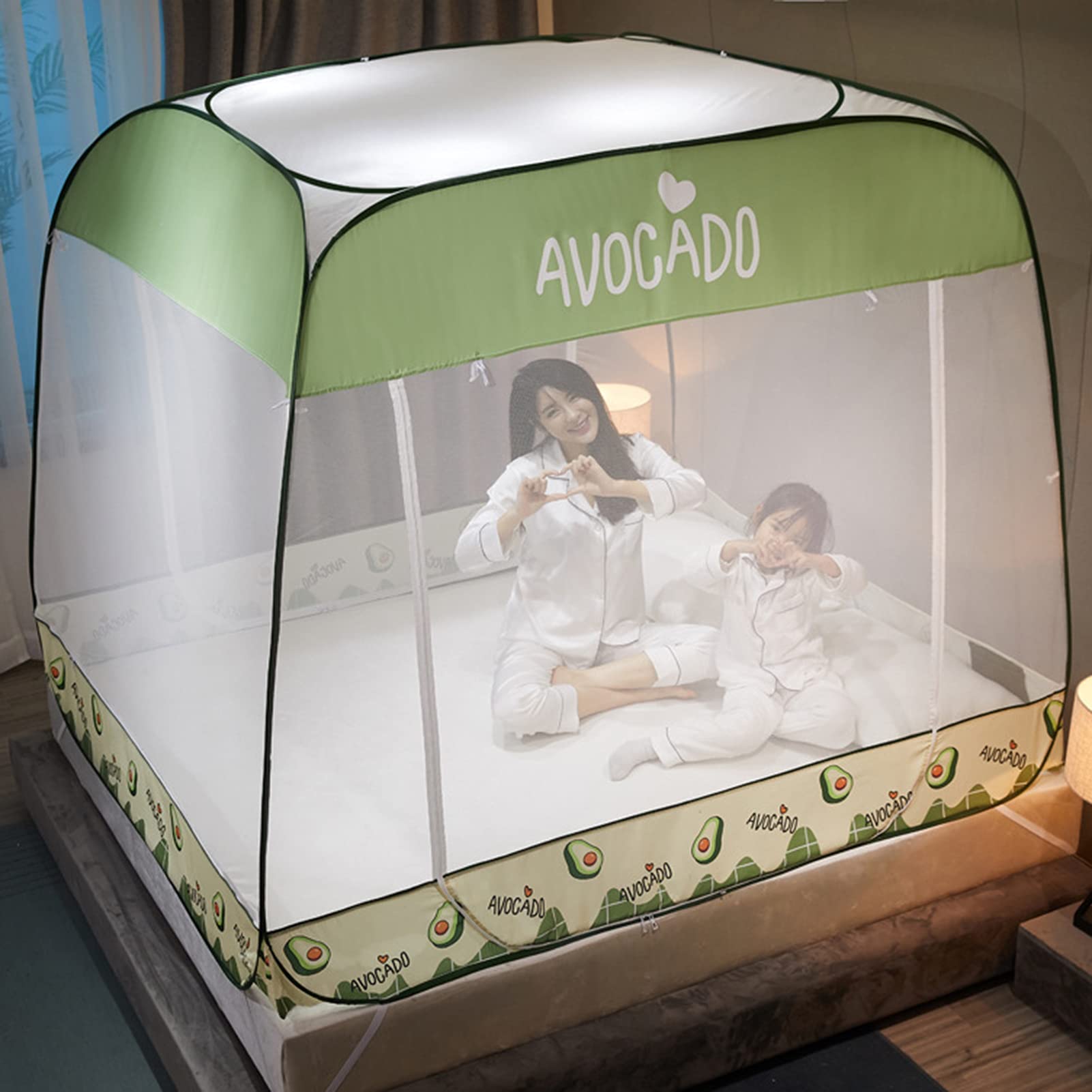 Mosquiteras, mosquitera emergente para Cama, Tienda de campaña portátil, Red de cúpula de yurta mongola Plegable de 3 Puertas para Viajes al Aire Libre, bebés, niños y Adultos, Ver