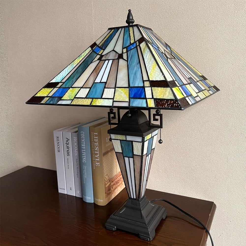 Onе-Dау Sаlе: Uр tо 80% оƒƒ Maxxmore Tiffany Table Lamp with Nightlight,, 23 Tall Vintage Mission Style Stained Glass Bedside Table Lamp for Living Room, Bedroom, 3-Light