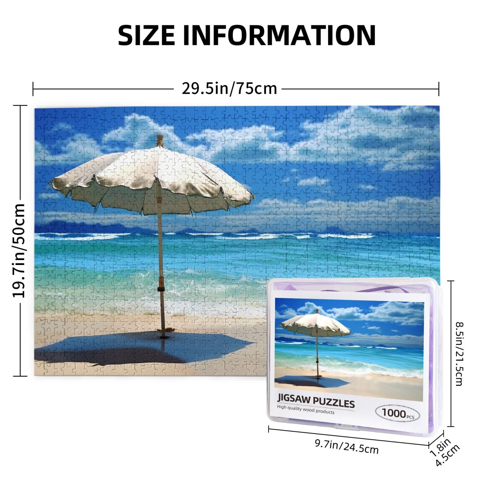 1000 Teile Puzzle Für Erwachsene – Strand & Meer Motiv, 75 X 50 Cm, Inkl. Poster, Aus Holz