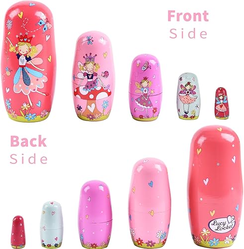 Miniatura 3 de Tngan Muñecas anidables, 5 muñecas rusas de 6 pulgadas de alto, Matryoshka hechas a mano para niños, juguetes apilables de madera para Navidad,