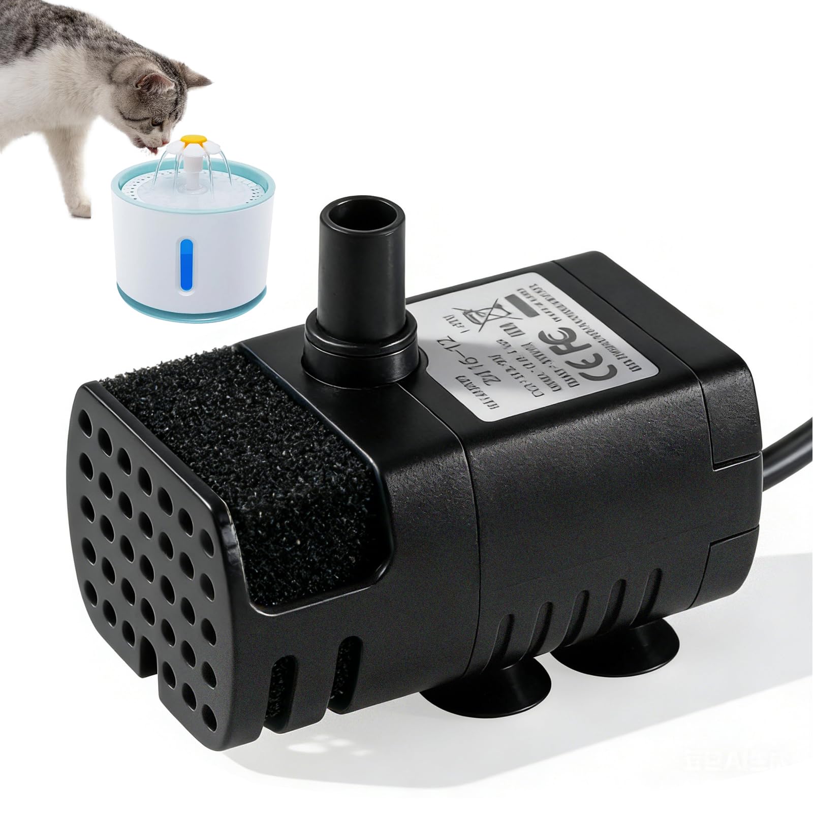 USB Katzenwasserbrunnen Pumpe 200L/H 1W, Ersatzpumpe für Katzenbrunnen, 5V Leise & Energieeffizient mit 1,5M Kabel, Ersatz der Pumpe für einen Trinkbrunnen Für Katzentränken Im Haushalt