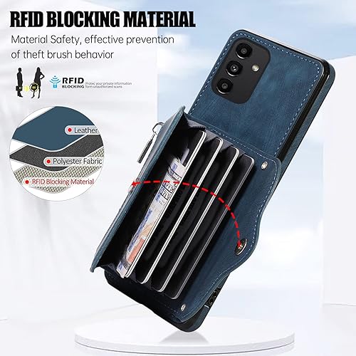 Miniatura 3 de Asuwish Funda para teléfono Samsung Galaxy A13 5G con correa cruzada para la muñeca, cordón para tarjeta de crédito, soporte de cuero para celular