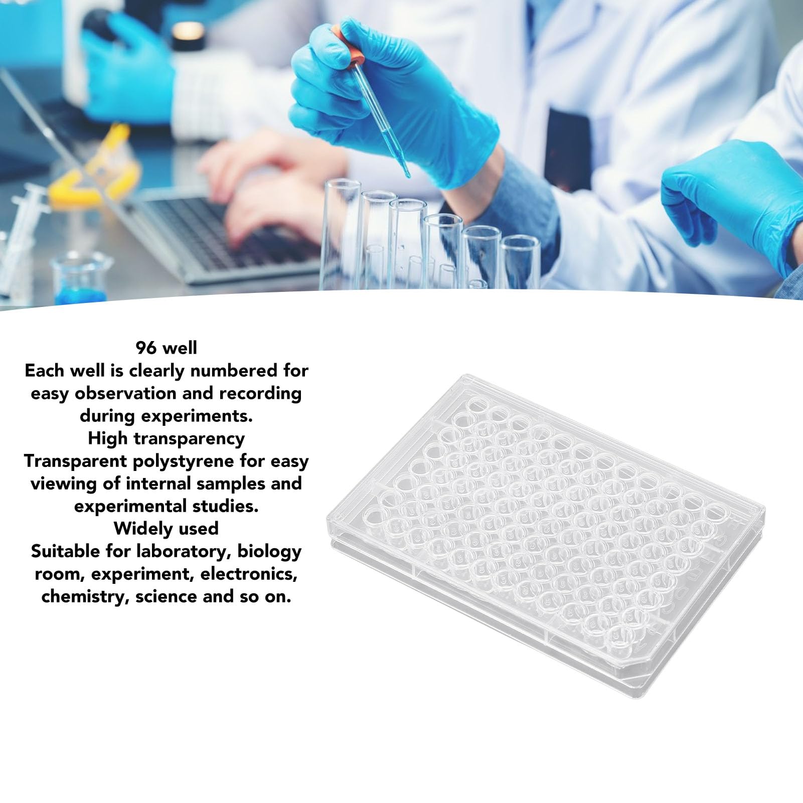 Placa de Cultivo de Tejido de Poliestireno Transparente de 10 Piezas con Pocillos Numerados para una Observación Precisa en el Laboratorio para el Crecimiento Celular (Parte inferior en