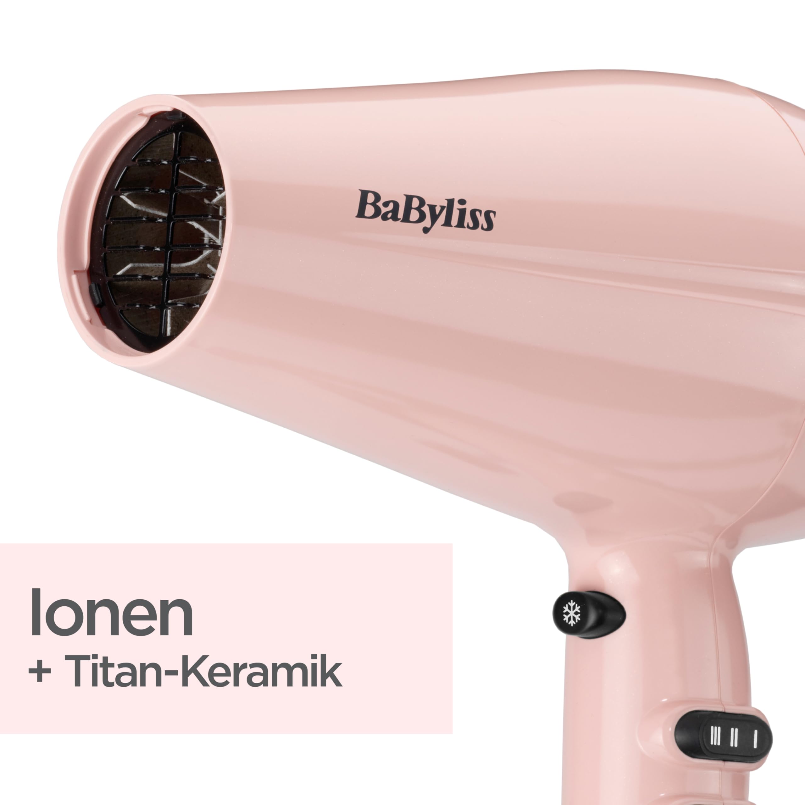 BaByliss Rose Blush Haartrockner mit 2200 Watt und 3 Temperaturstufen und 2 Geschwindigkeitsstufen, Rosa Föhn mit Ionen-Technologie für Anti-Frizz-Effekt, pink, 5337PRE