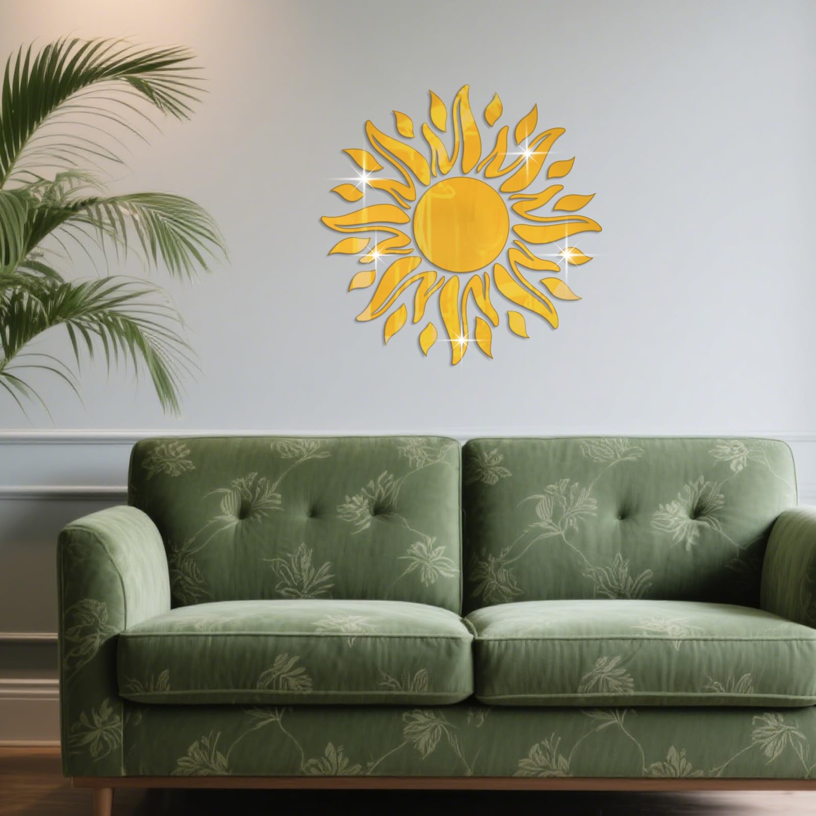 Autocollants muraux acrylique soleil doré pour illuminer une chambre au quotidien
