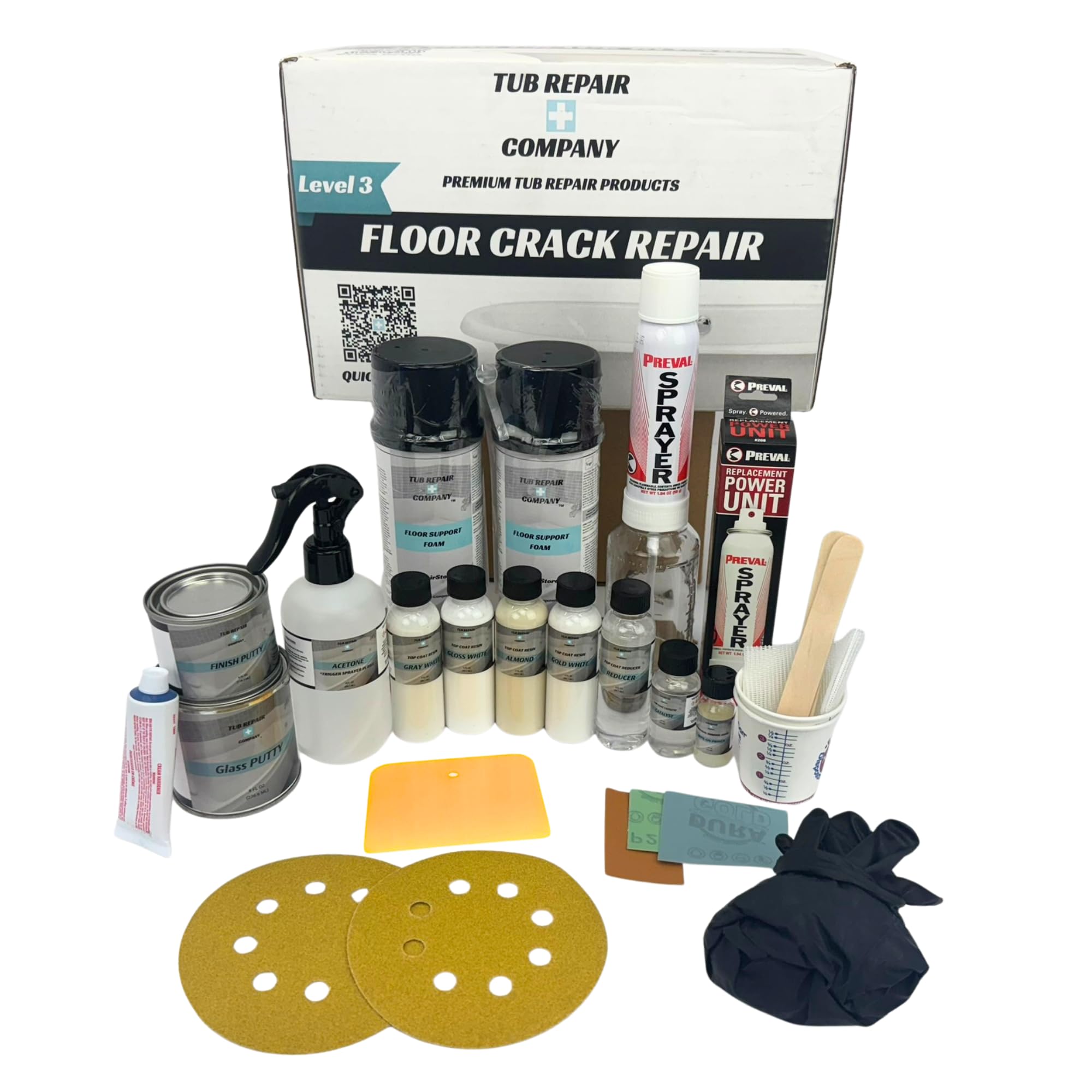 Tub Repair Kit for Floor Cracks with Color Match, Strong Fiberglass Repair kit, Seamless Weight Bearing Repairs Floor Cracks