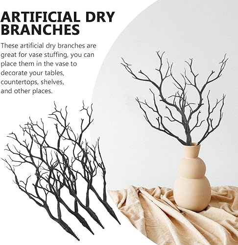 Miniatura 2 de VICASKY 4 ramas de árbol secas de cuernos artificiales, ramas de asterna de bruja artística, ramas decorativas de plástico de simulación, ramas