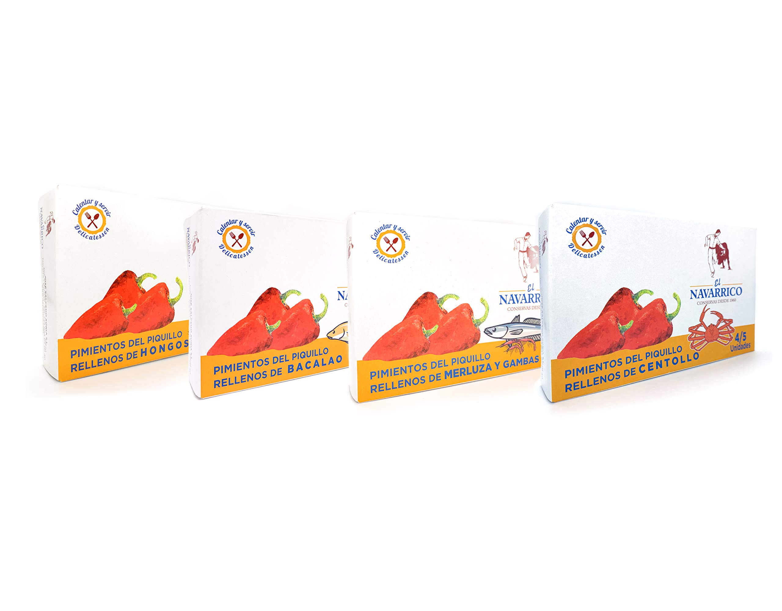 Piquillo Peppers Stuffed (Pimientos de Piquillo Rellenos) (Gourmet Pack (4 Flavors, 1 each))