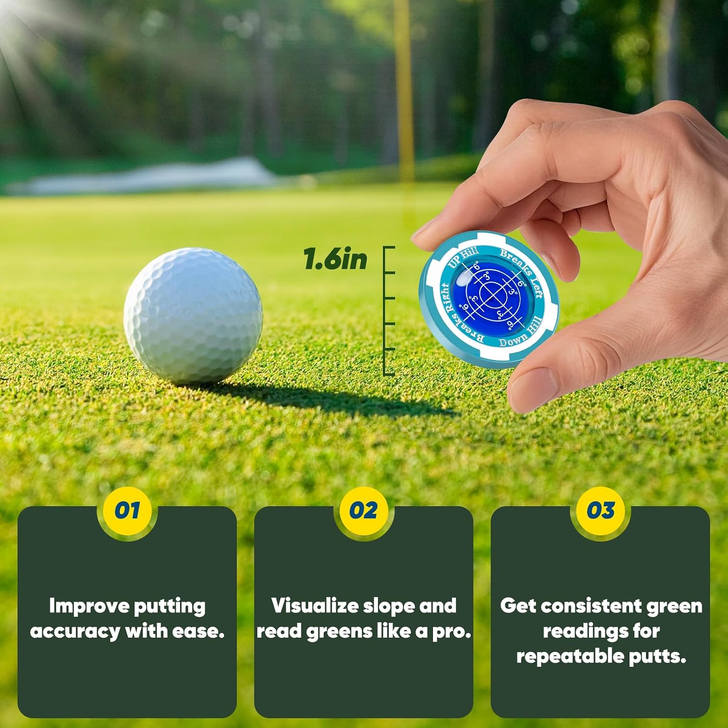 GreenNav Pro-High Precision Golf Green Reader & Golf Ball Marker with Horizontal Bubble Level, Essential Slope & Putt Line Reading Aid, Golf Accessories for Men Women image 2