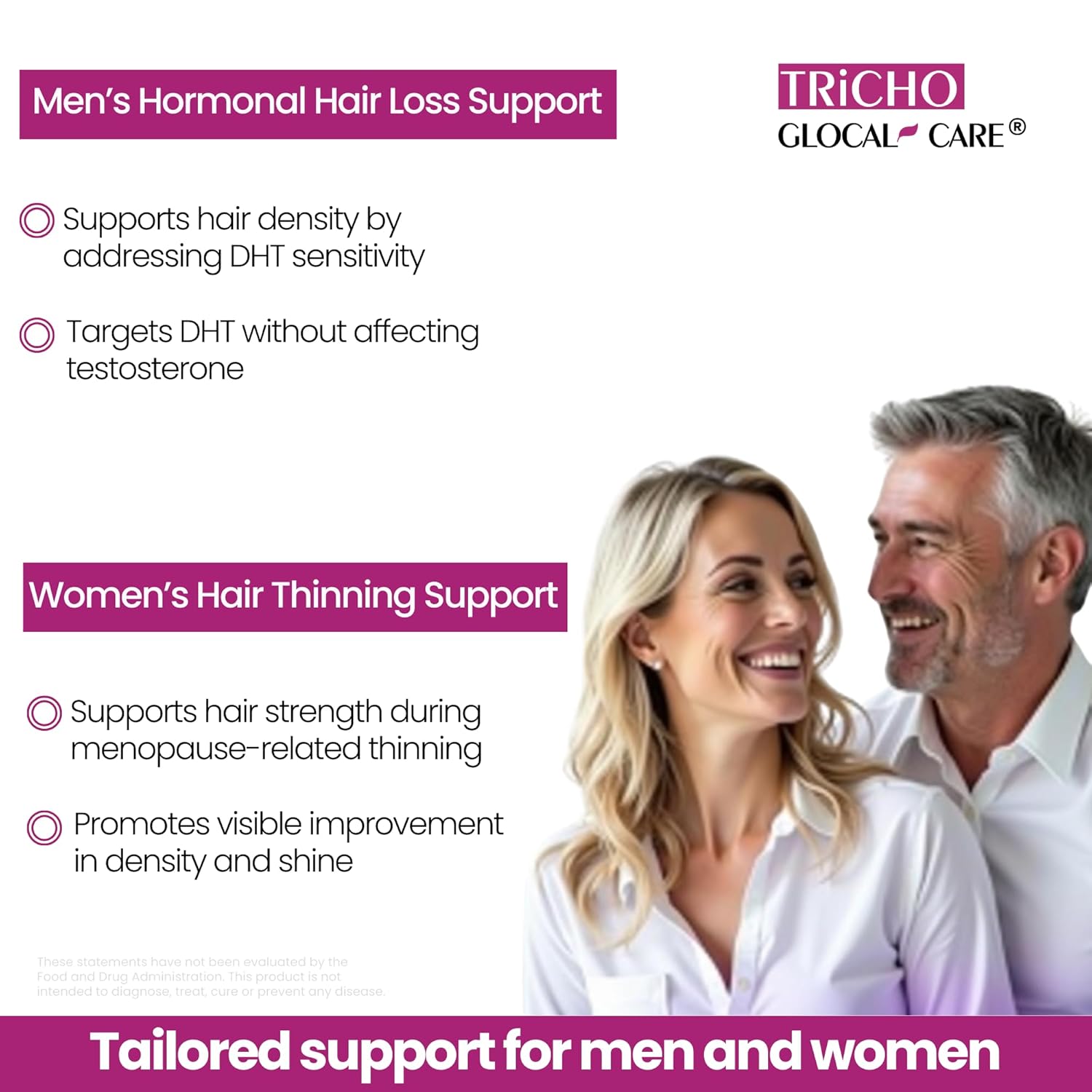 GlocalCare Tricho - Hair Growth Supplement, DHT Blocker with Saw Palmetto, 5000mcg Biotin & L-Cysteine - Revitalizes Thinning Hair, Stimulates Follicles & Promotes Regrowth in Men & Women - 30 ct - Image 5